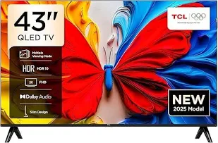 شاشة تي سي إل سمارت بدون فريم 43 بوصة Full HD QLED ريسيفر داخلي 43S5K